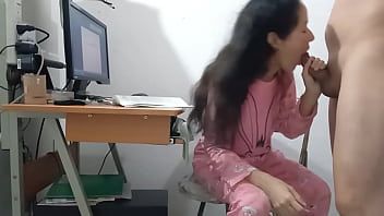 Play Stepfather interrupts my work just to squirt his cum on my pink pajamas homemade sex.