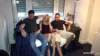 Play Real German Amateur MMF Threesome Sex with skinny Girl Kitty Blair