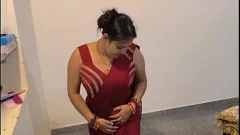 Play Skinny Housewife's First Porn: Non-Stop Dick in Red Saree